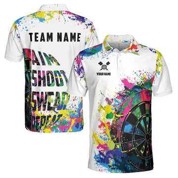 Custom NameTeam Name Colorful Splashes Darts Art Darts Team Men's Polo Shirt S-5XL