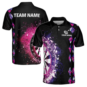 Custom Name Team Name Colorful Darts Art Darts Team Men's Polo Shirt S-5XL