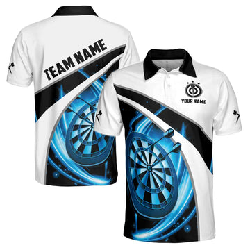 Custom Name Team Name Blue Darts Art Darts Team Men's Polo Shirt S-5XL