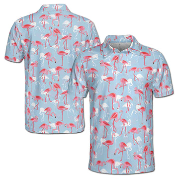 Funny Colorful Flamingo Golf Men's Polo Shirt S-5XL