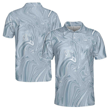 Funny Neutral Gray Marble Art Seamless Pattern Golf Men's Polo Shirt S-5XL