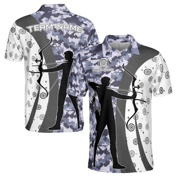 Custom Name Team Name Target Archery Camo Pattern Men's Polo Shirt S-5XL