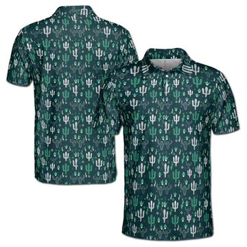 Funny Cute Tiny Cactus Doodle Golf Men's Polo Shirt S-5XL