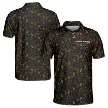 Custom Funny Black Tiny Tacos Sketch Tequila Doodle Golf Men's Polo Shirt S-5XL
