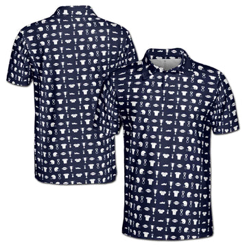 Funny American Football Stuff Doodle Pattern Men's Polo Shirt S-5XL