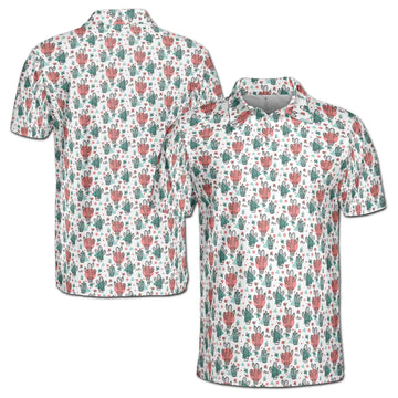 Funny Colorful Tiny Cactus Doodle Golf Men's Polo Shirt S-5XL