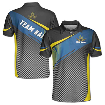 Personalized Sporty Caro Pattern Bowling Men's Polo Shirt S-5XL