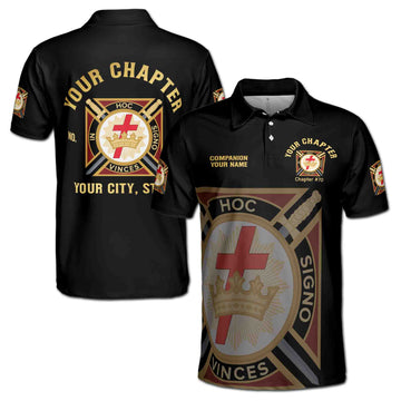 Customize Name Chapter Masonic Knights Templar Freemasonry Men's Polo Shirt S-5XL