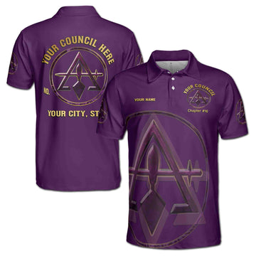 Custom Name Court York Rite Marble Purple Logo Men's Polo Shirt S-5XL