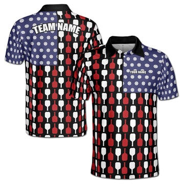 Personalized America Flag Pattern With Pickleball Men's Polo Shirt S-5XL
