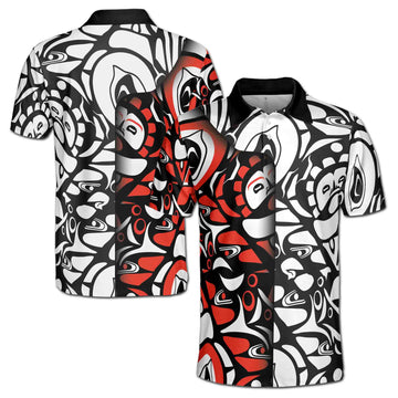 Black And White With Haida Sun Art Men's Polo Shirt S-5XL
