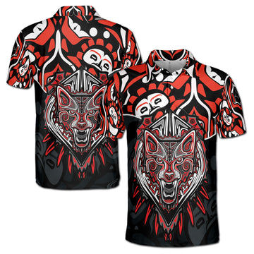 Art Spirit Wolf Haida North Coast Art Men's Polo Shirt S-5XL
