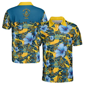 Personalized Masonic Freemason Tropical Floral Men's Polo Shirt S-5XL