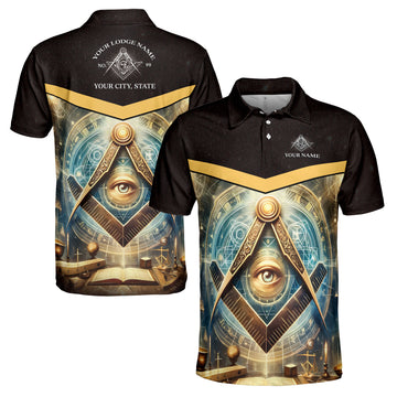 Personalized Master Mason Freemasonry Mystic Men's Polo Shirt S-5XL