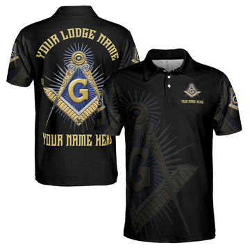 Personalized Freemasonry Master Mason Golden Men's Polo Shirt S-5XL