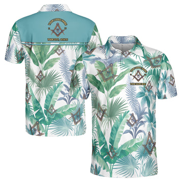 Personalized Freemasson Tropical Palm Leaf Men's Polo Shirt S-5XL