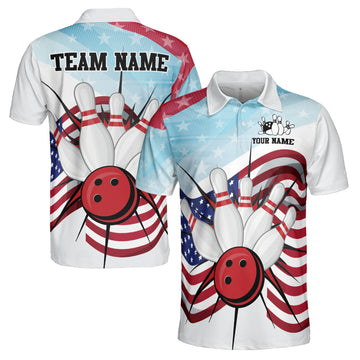 Customized America Love Bowling Men's Polo Shirt S-5XL