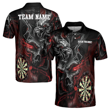 Customized Darts Team Dark Vibes Mystery Skull Men's Polo Shirt S-5XL