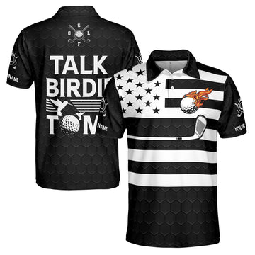 Custom Name America Golfer Talk Birdie To Men's Polo Shirt S-5XL