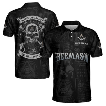 Custom Name Master Mason Sons of The Light Freemason Men's Polo Shirt S-5XL
