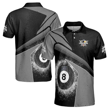 Custom Name 8 Balls Billiard Grunge Men's Polo Shirt S-5XL