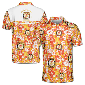 Customized Knights Temple Commandery Masonry Floral Men's Polo Shirt S-5XL