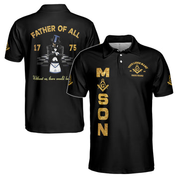 Personalized Freemason Father Of All Golden Line Men's Polo Shirt S-5XL