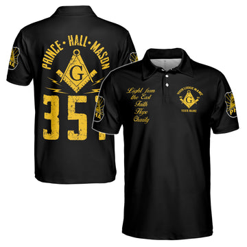 Personalized Light From East Prince Hall Mason 357 Men's Polo Shirt S-5XL