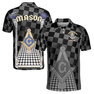 Personalized Blue Lodge Freemasonry With Caro Pattern Men's Polo Shirt S-5XL