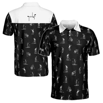 Custom Name Man Play Golfer Multi-Pose Golfer Men's Polo S-5XL