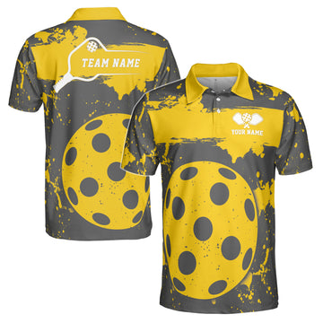 Customized Pickleball Team Player Color Spatter Pattern Men's Polo Shirt S-5XL