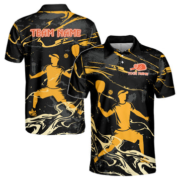 Customized Name Grain Color Pattern Pickleball Team Men's Polo Shirt S-5XL