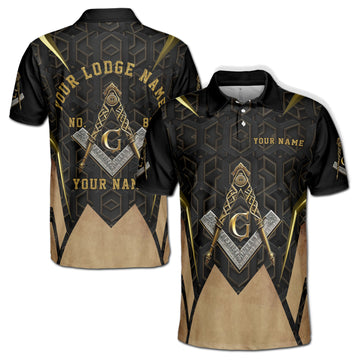 Customized Master Mason Freemasonry Grunge Men's Polo Shirt S-5XL