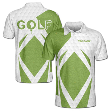 Custom Name Funny Golf Team Player Grass Texture Men's Polo Shirt S-5XL