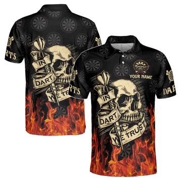 In Dart We Trust Skull Personalized Name Men's Polo Shirt S-5XL