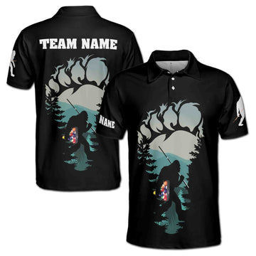 Custom Bigfoot Holding Billiard Balls Personalized Men's Polo Shirt S-5XL