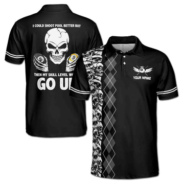 Funny Skull Billiard, Personalized Billiard Shoot Pool Better Men's Polo Shirt S-5XL
