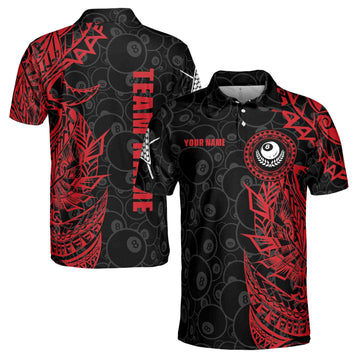 Red Black Tribal Custom Billiard Team Men Men's Polo Shirts S-5XL
