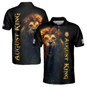 August King The Lion Grunge Men's Polo Shirt S-5XL