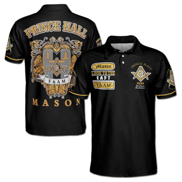 Freemasonry Prince Hall, Masonic Medieval Custom Name, Lodge Name and Number Men's Polo Shirts S-5XL