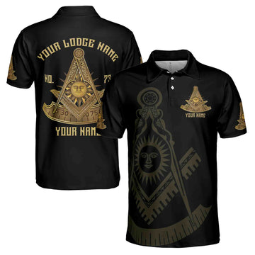 Custom Lodge Name Masonic Past Master Sun Freemason 3D Men's Polo Shirts S-5XL