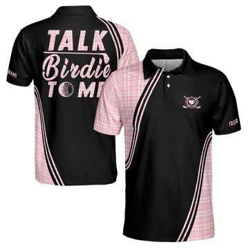 Talk Birdie To Me Pink Plaid 3D Polo Shirt Size S-5XL