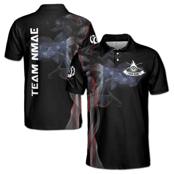 US FLag Smoke Pattern Custom Billiard Team 3D Men's Polo Shirt S-5XL