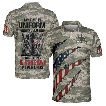 Veteran Military Army Personalized 3D All Over Printed Men's Polo Shirts S-5XL