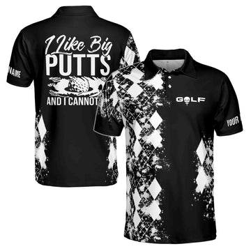 Funny Crazy Golf Men Shirt, I Like Big Putts 3D Men's Polo Shirt Size S-5XL