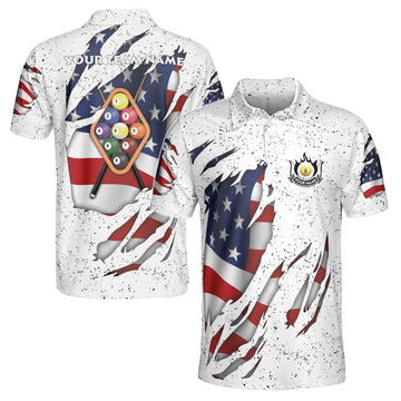 Custom Billiard 9 Ball Pool White Men Shirts, Billiard Team Men's Polo Shirts S-5XL