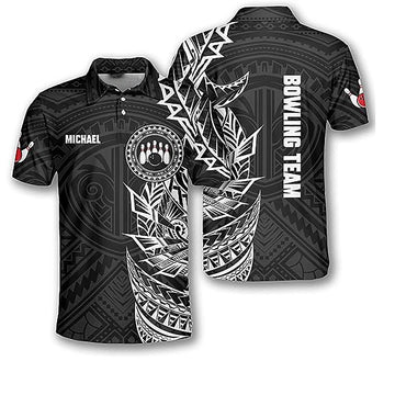 Custom Bowling Tribal Pattern Bowling Team Gift 3D Men's Polo Shirts Size S-5XL