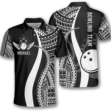 Personalize Bowling Tribal Pattern Bowling Team Gift 3D Men's Polo Shirts Size S-5XL