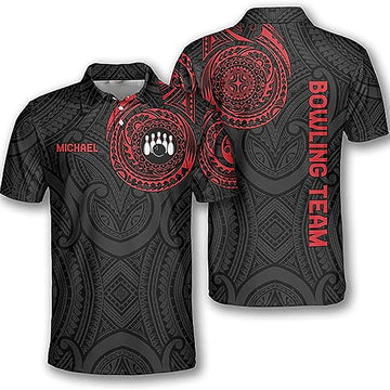 Personalized Name Bowling Tribal Pattern Bowling Team Gift 3D Men's Polo Shirts S-5XL