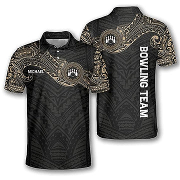 Customize Bowling Tribal Pattern Bowling Team Gift 3D Men's Polo Shirts Size S-5XL
